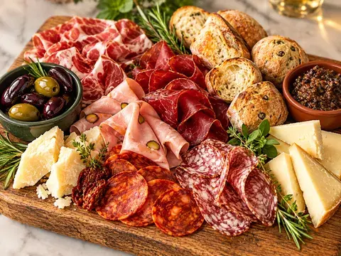 une planche de charcuterie