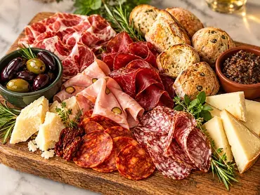 de la charcuterie sur une planche
