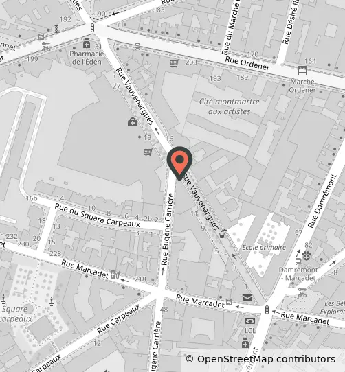 Plan de quartier du bar La Pause Montmartre, Paris 18, OpenStreetMap
